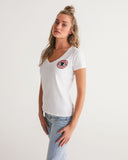 Black and Red Circle Logo V-Neck Tee