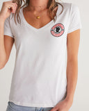 Black and Red Circle Logo V-Neck Tee